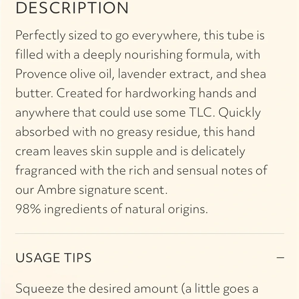 *NEW 1oz* Ambre Soir Hand Cream